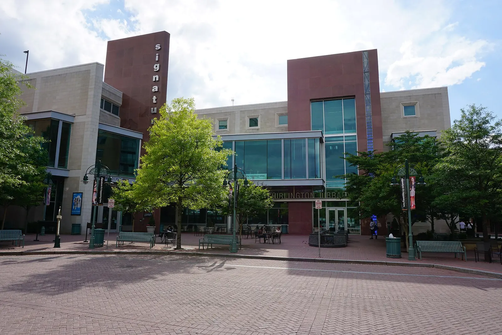 Signature Theatre and Shirlington Library on Campbell Avenue in the Village at Shirlington, Arlington.
