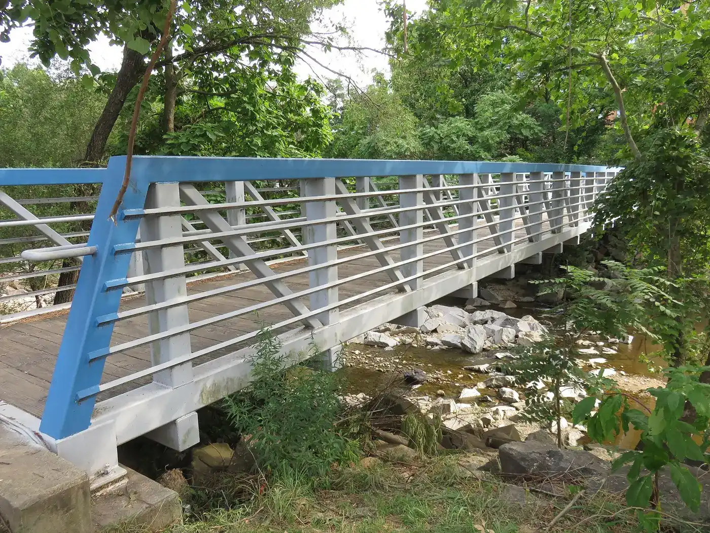 The footbridge over Four Mile Run to Jennie Dean Park, about a half mile south of Drew Elementary.