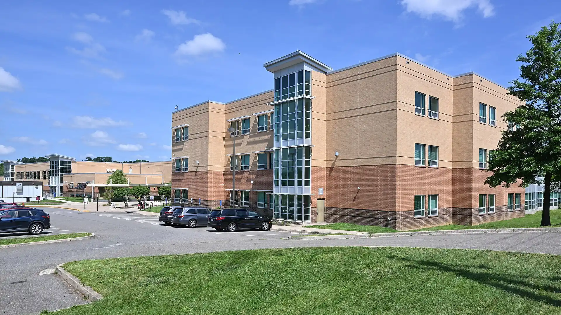 The Kenmore Middle School building seen from South Carlin Springs Road in Arlington.