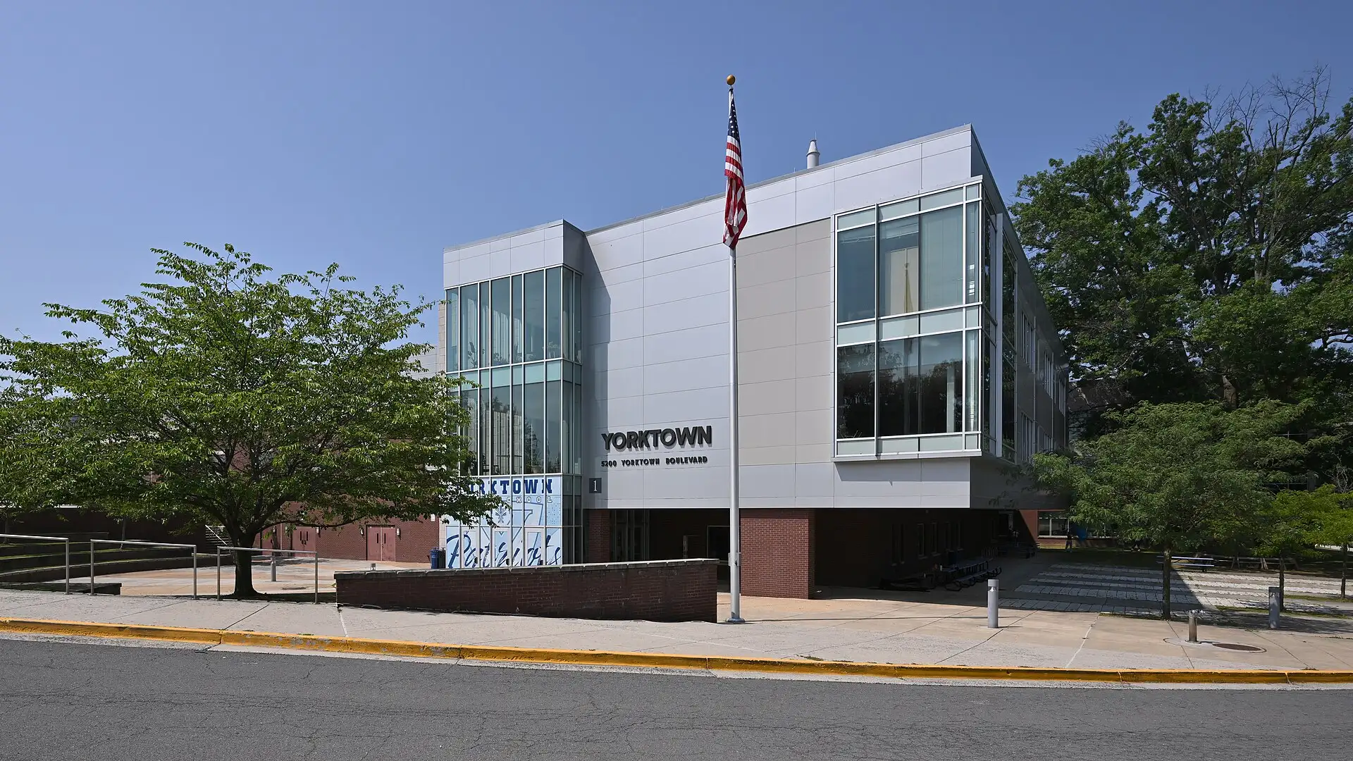 The front of Yorktown High School on Yorktown Boulevard in North Arlington.